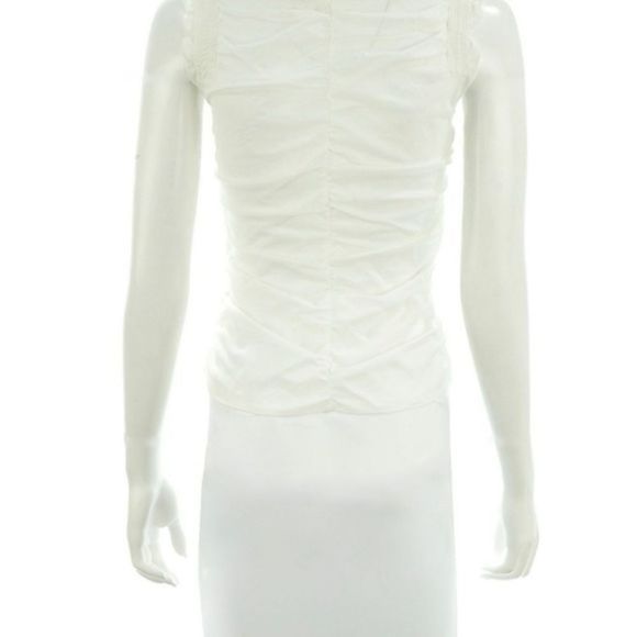 GABRIELE STREHLE WHITE RUFFLE SLEEVELESS SHIRT XS - Picture 4 of 4